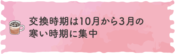 交換時期は10月から３月の寒い時期に集中