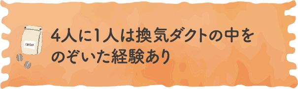 4人に1人は換気ダクトの中をのぞいた経験あり