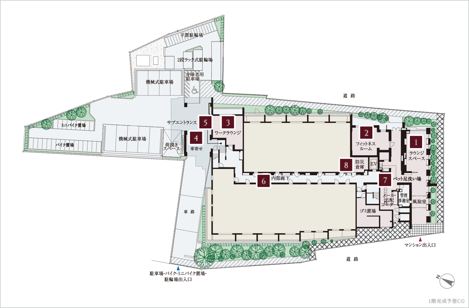 1階敷地配置図