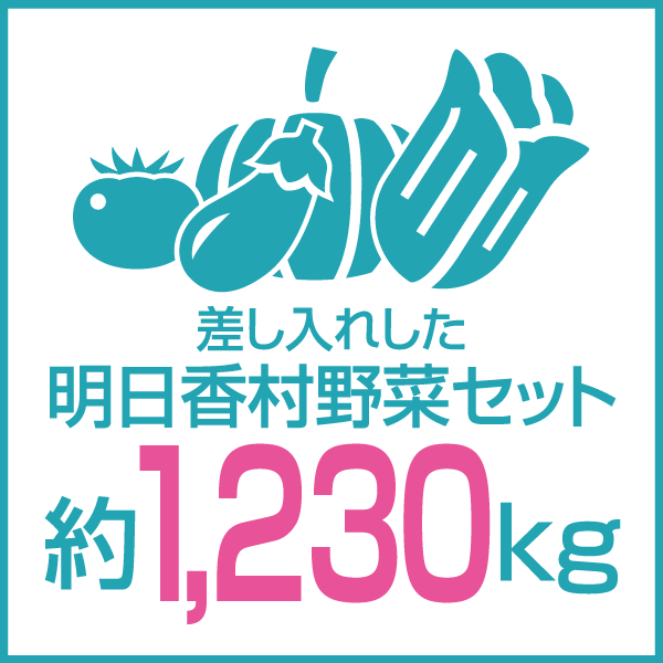 差し入れした明日香村野菜セット 約1,230kg