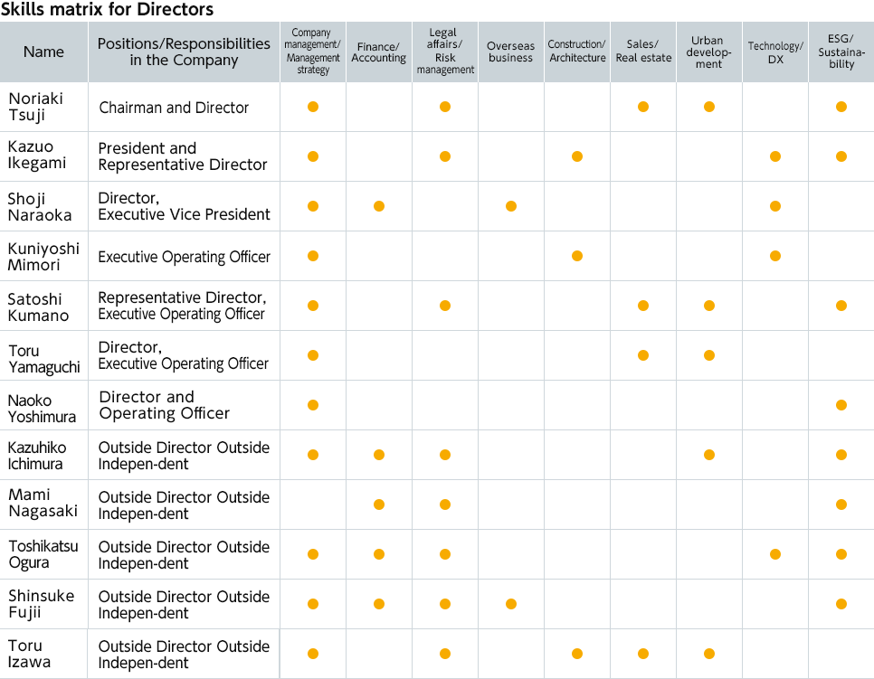 Skils matrix for Directors